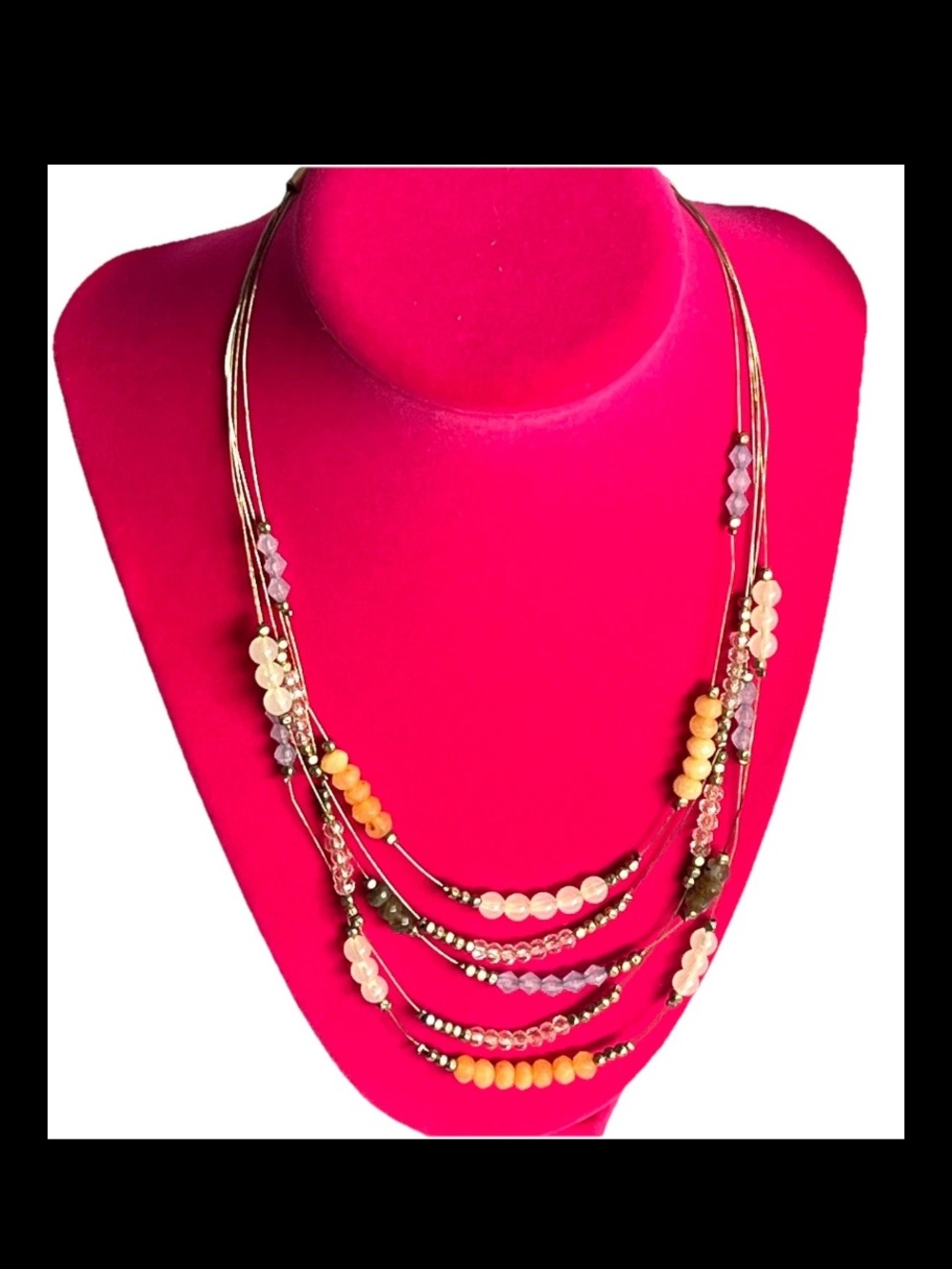 Chicos Floating Glass Station Beaded Necklace Pastel MultiStrand Fairy Y2K Party